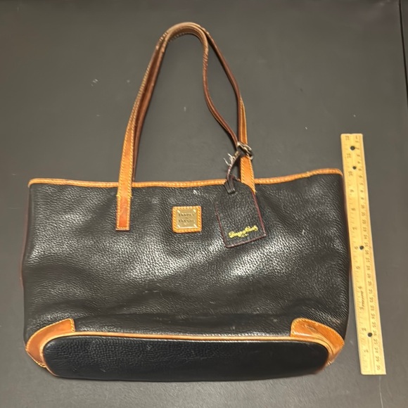 Dooney & Bourke Black and Tan Leather Tote - Picture 1 of 6